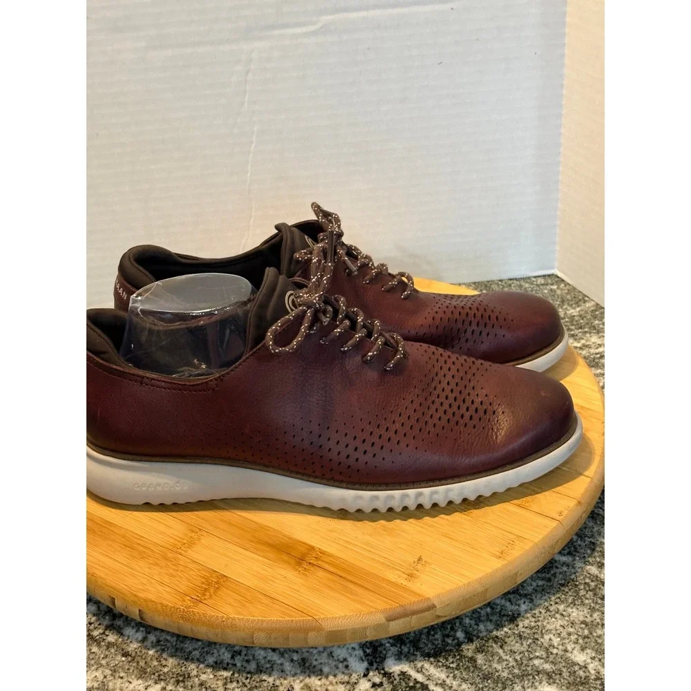 Cole Haan ZeroGrand Mens Burgundy Leather Perforated Wingtip Oxford Sneakers 11M
